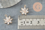 Pendentif fleur doré 24 carats zircon blanc 15mm, x1 (G4033)