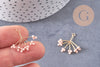 Pendentif fleur flocon perle rocaille rose laiton doré, Pendentif bijou laiton, 21mm, X2 (G3789)