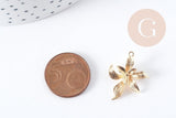 Pendentif fleur laiton doré 18K 19.5mm, fabrication de bijoux fantaisie x1 G8965