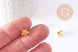 Pendentif fleur laiton doré 9mm, x5 (G1048)