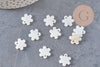 Pendentif fleur nacre blanche naturelle, perle fleur,nacre naturelle,coquillage blanc,13mm, x10 G1060