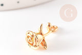 Pendentif fleur rose doré 18K, Pendentif bijou laiton,fleur laiton bijoux, x1,21mm, x1 G5307