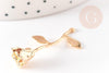 Pendentif fleur rose doré 18K, Pendentif bijou laiton,fleur laiton bijoux,37mm, x1 G6429