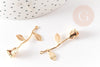 Pendentif fleur rose doré 18K, Pendentif bijou laiton,fleur laiton bijoux,37mm, x1 G6429