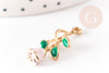 Pendentif fleur rose émail rose, Pendentif zamac doré, bijou laiton,fleur création bijoux,pendentif zamac doré,28mm, x1 G3710