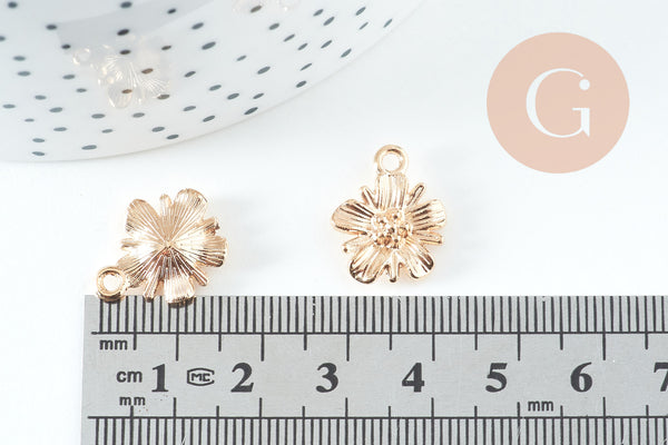 Pendentif fleur zamac doré 17mm, x10 (G10722)