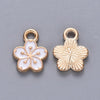 Pendentif fleur zamac doré émail blanc 12mm,pendentif doré pour création de bijoux, x5 (G6088)