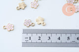 Pendentif fleur zamac doré émail rose 12mm, x5 (G6193)