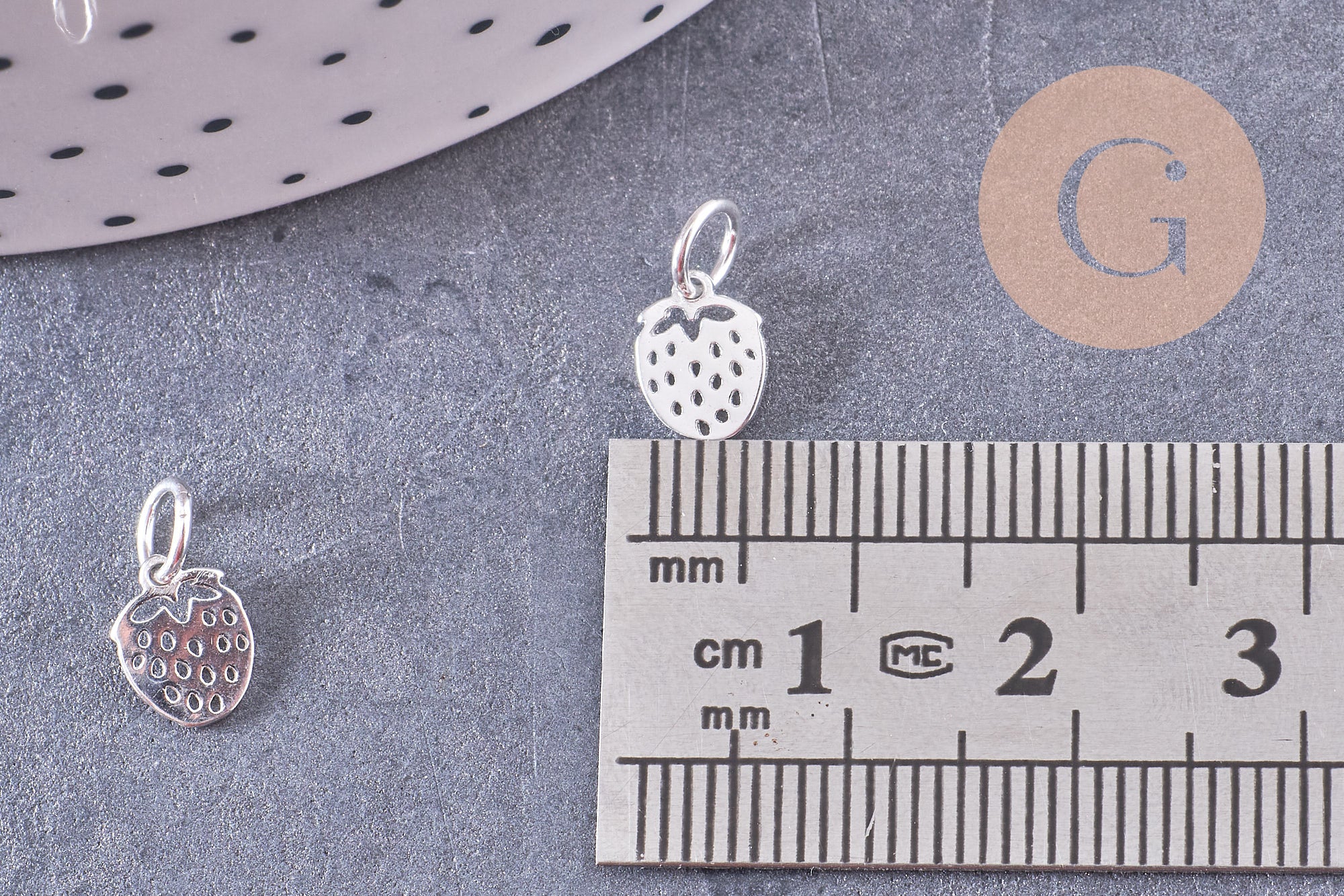 Pendentif fraise argent massif 925 8mm, x1 (G10702)