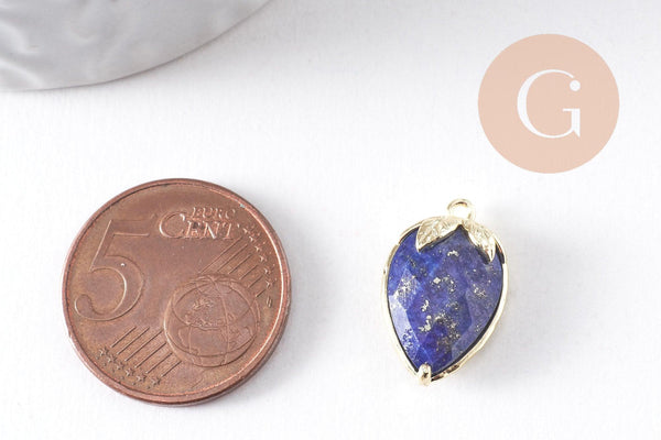 Pendentif fraise en pierre et zircon laiton doré 18mm, x1 (G10346)