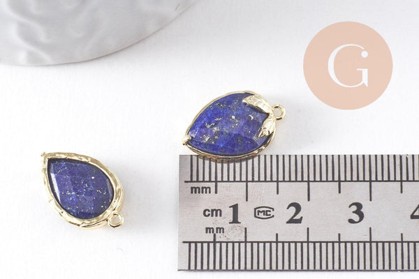 Pendentif fraise en pierre et zircon laiton doré 18mm, x1 (G10346)