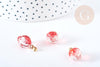 Pendentif fraise fruit rouge laiton doré 18mm,pendentif fruit verre,15-19mm, x1 (G8488)