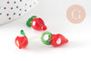 Pendentif fraise fruit rouge verre tchèque 19-21mm, x5 (G4235)