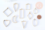Pendentif géométrique support résine époxy zamac doré 33-49mm, x1 (G7089)