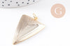 Pendentif géométrique texturé laiton doré 16K,pendentif doré pour création bijoux DIY, x1 (G8930)