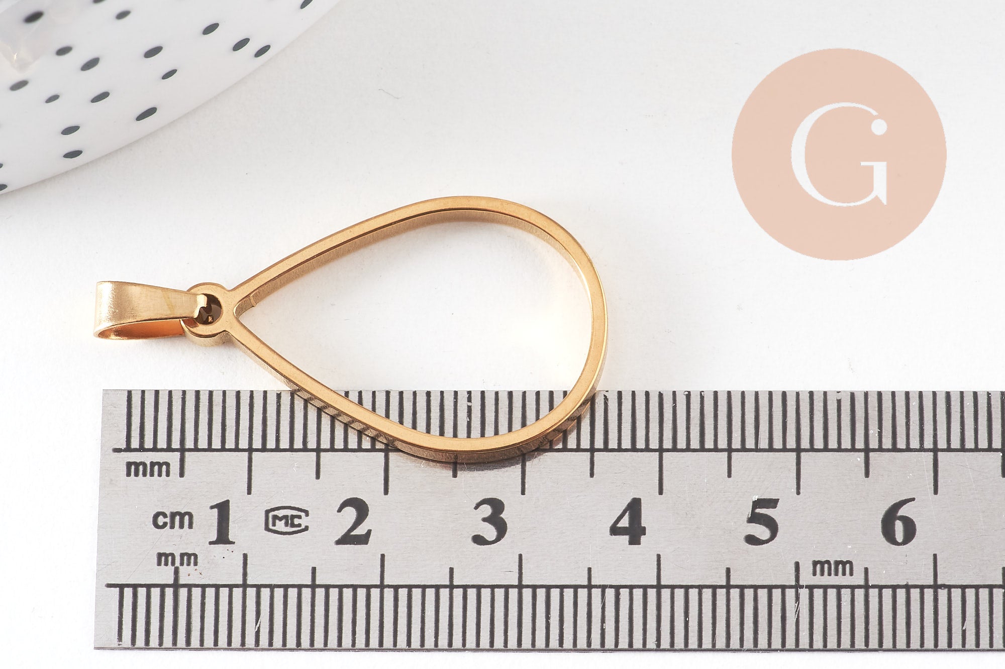Pendentif goutte acier 304 inoxydable doré sans fond 28mm, x1 (G10794)
