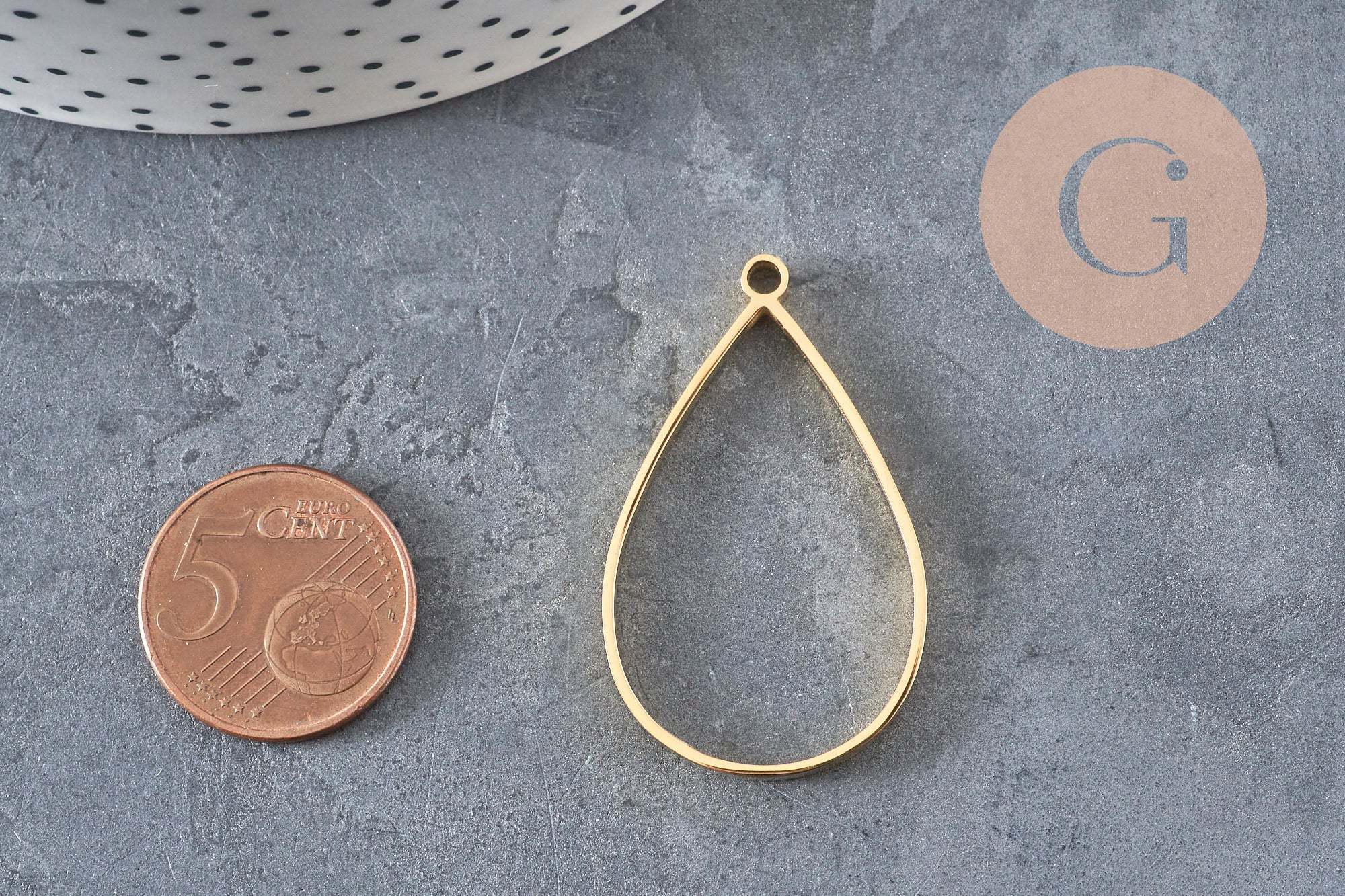 Pendentif goutte acier 304 inoxydable doré sans fond 34mm, x1 (G11248)