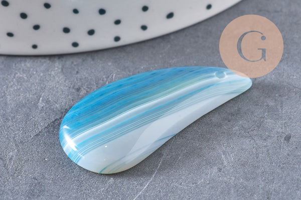 Pendentif goutte agate bleue, pierre naturelle, pendentif bleu,agate naturelle,42mm, x1 G3885