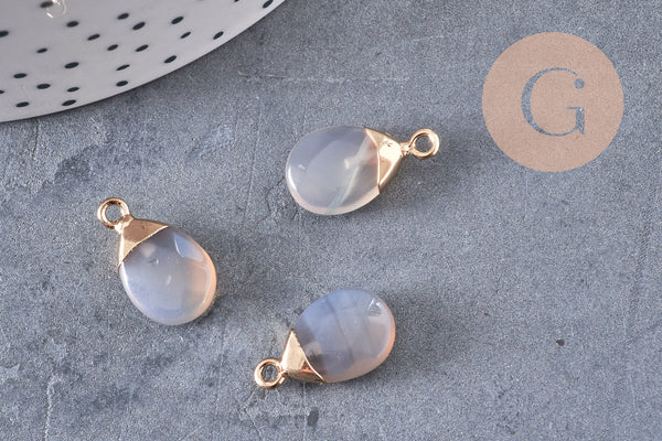 Pendentif goutte agate grise naturelle 17-19mm, x1 (G2789)