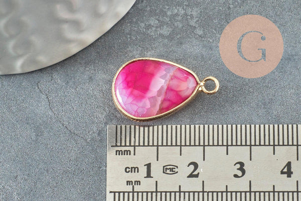 Pendentif goutte agate naturelle rose 23.5mm, x1 (G4510)