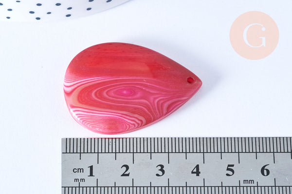 Pendentif goutte agate naturelle rose 40-44mm pendentif pierre agate naturelle ,bijoux en pierre naturelle, x1 (G8384)
