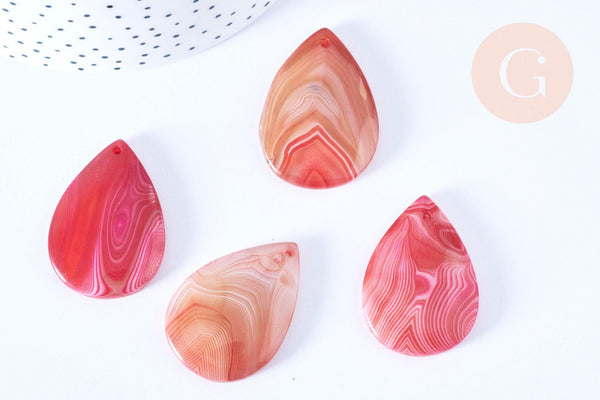 Pendentif goutte agate naturelle rose 40-44mm pendentif pierre agate naturelle ,bijoux en pierre naturelle, x1 (G8384)