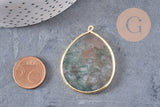 Pendentif goutte agate verte mousse,pendentif bijoux, pendentif agate,pendentif pierre, agate naturelle,agate mousse,41mm, x1 G3291