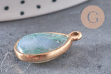 Pendentif goutte agate verte naturelle 23mm, x1 (G0491)