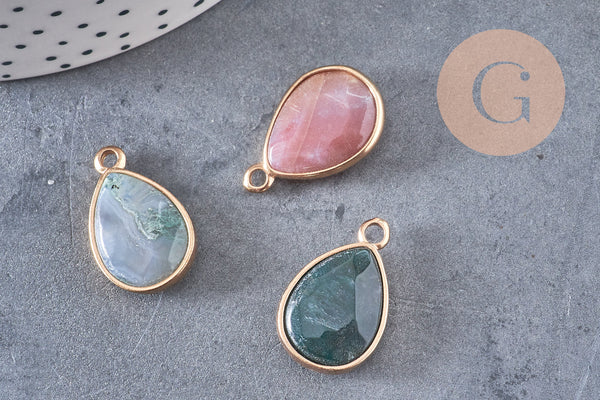 Pendentif goutte agate verte,pendentif bijoux, pendentif agate,pendentif pierre, agate naturelle, pendentif agate,23mm, x1 G0491