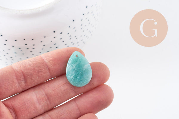 Pendentif goutte amazonite naturelle 25.5mm, x1 (G10077)