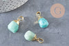 Pendentif goutte amazonite naturelle facetté laiton doré 19-21mm, x1 (G5524)