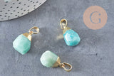 Pendentif goutte amazonite naturelle facetté laiton doré 19-21mm, x1 (G5524)