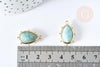 Pendentif goutte amazonite naturelle laiton doré 22.5mm,pendentif bijou pierre naturelle, x1, G8364