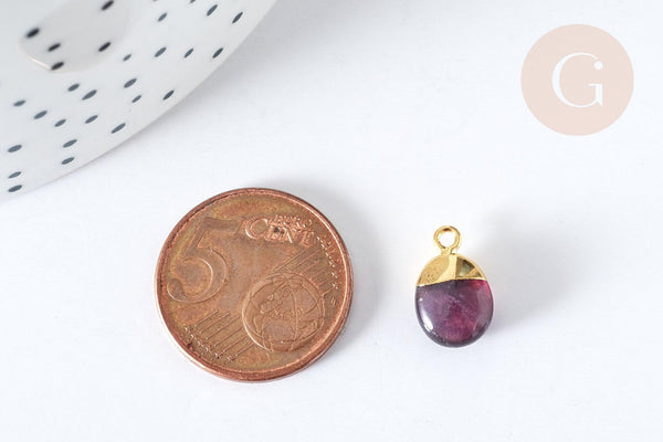 Pendentif goutte améthyste naturelle argent 925 doré 18K 20mm, x1 (G7721)