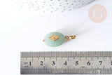 Pendentif goutte amulette losange aventurine naturelle acier inoxydable doré 29mm, x1 (G7626)
