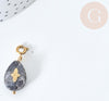 Pendentif goutte amulette, pierre labradorite naturelle, acier inoxydable doré, 27mm, x1 (G7629)