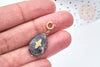 Pendentif goutte amulette, pierre labradorite naturelle, acier inoxydable doré, 27mm, x1 (G7629)