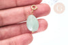 Pendentif goutte amulette soleil aventurine naturelle acier inoxydable doré 29mm, pendentif pierre naturelle, x1 (G7627)