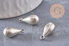 Pendentif goutte argenté, Pendentif argenté zamac, breloque argent,goutte argent,17mm, x1 (G1647)