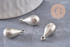 Pendentif goutte argenté, Pendentif argenté zamac, breloque argent,goutte argent,17mm, x1 (G1647)