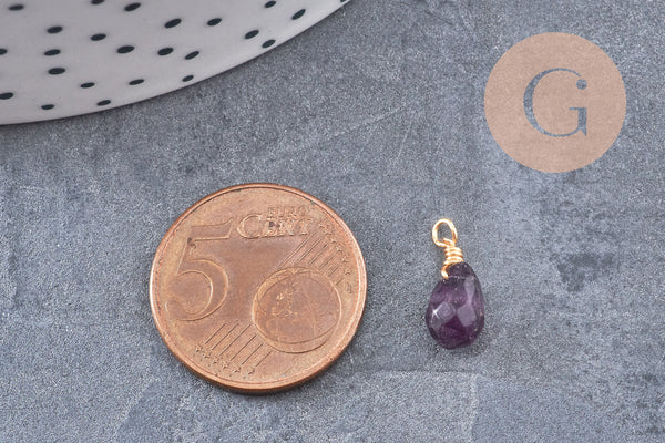 Pendentif goutte aventurine améthyste quartz rose cherry quartz 16mm, x1 (G4502)