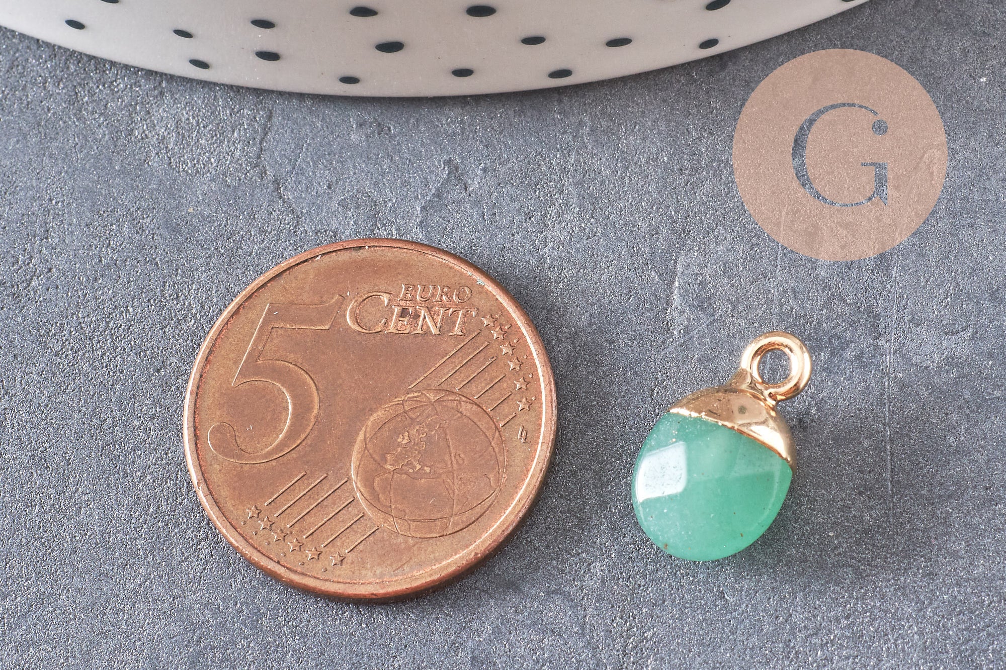 Pendentif goutte aventurine naturelle fer doré 14mm, x2 (G0152)