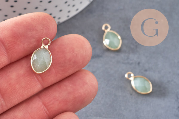 Pendentif goutte aventurine verte naturelle 17mm, x1 (G3056)