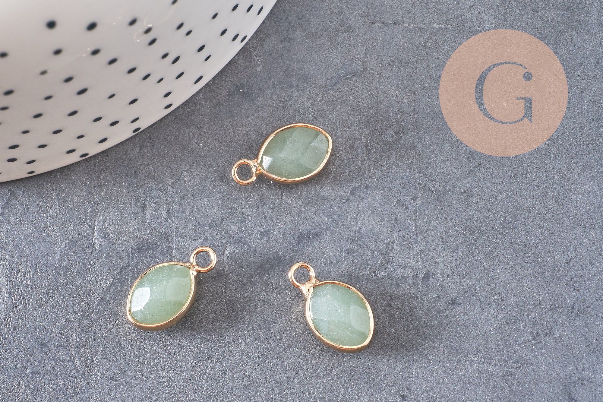 Pendentif goutte aventurine verte naturelle 17mm, x1 (G3056)