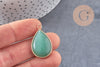Pendentif goutte aventurine verte naturelle fer doré 31mm, x1 (G2333)