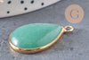 Pendentif goutte aventurine verte naturelle fer doré 31mm, x1 (G2333)