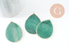 Pendentif goutte aventurine verte naturelle laiton doré 44mm, x1 (G9837)