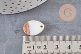 Pendentif goutte bois résine blanche 17.5mm, x5 (G1803)