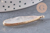 Pendentif goutte cristal de roche naturel laiton doré 40mm, x1 (G2555)