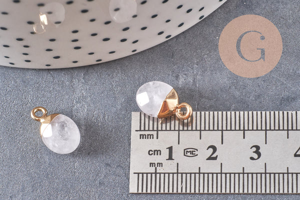 Pendentif goutte cristal de roche,pendentif bijoux,pendentif pierre,quartz naturel,pendentif cristal de roche,14mm,x 2,G2644